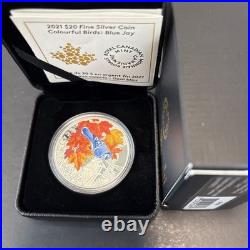 2021 Canada Colourful Birds Blue Jay 1oz. Pure Silver Coin