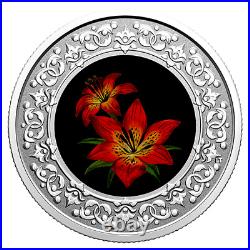 2021 Canada Floral Saskatchewan Western Red Lily $3 Pure Silver Coin Coa#0285