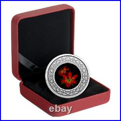 2021 Canada Floral Saskatchewan Western Red Lily $3 Pure Silver Coin Coa#0285