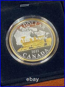 2021 Canada Masters Club Pure Silver Dollar Trans Canada Railway 2oz Gold Plated
