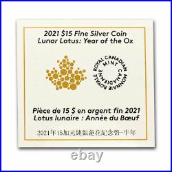 2021 Canada Silver $15 Lunar Lotus Year of the Ox Proof SKU#218951