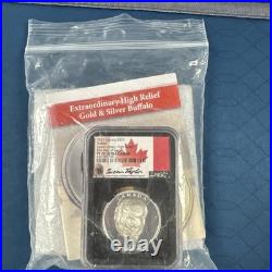 2021 Canada Silver $25 Buffalo Extraordinary High Relief NGC PF70 Signed FDOI