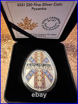 2021 Canada Traditional Ukrainian Pysanka $20 99.99% Pure Silver Coin