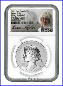 2021 Canadian Peace Dollar NGC Reverse PF70 UHR FDI Silver PRE-SALE Signed Coin