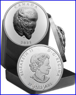 2021 EHR Bold Bison Extra High Relief Head $25 1OZ Pure Silver Proof Coin Canada