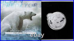 2021 Ocean Predators Polar Bear 2oz $5 Pure Silver Coin. 9999 Fine (20210)