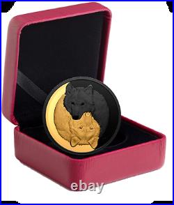 2021 The Grey Wolf Black and Gold Plated $20 1OZ Pure Silver Canada Coin