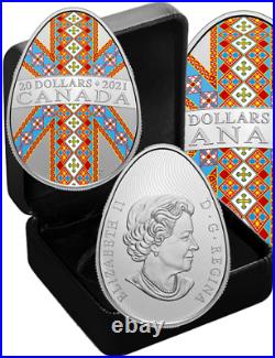 2021 Traditional Ukrainian Pysanka $20 1OZ Egg Shaped Silver Proof Coin Canada