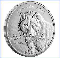 2021'Wolf Sketch by Robert Bateman' Prf $100 Fine Silver Coin (RCM-201572)20227