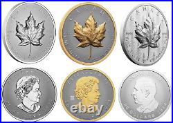 2022 2024 Ultra-High Relief Maple Leaf Pure 1oz. 9999 Silver 3 Coins Canada