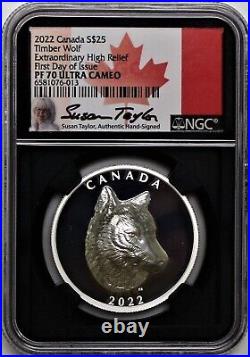 2022 $25 Canada 1oz Silver Timber Wolf Extraordinary High Relief NGC PF70 FDOI