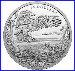 2022 CANADA $30 BALD EAGLES FAMILY Multifaceted 2oz. 9999 Pure Silver Coin