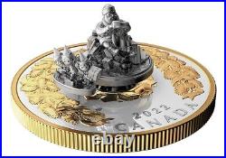 2022 CANADA $50 Holiday Splendor Moving SANTA SLEIGH 5oz Silver Christmas Coin