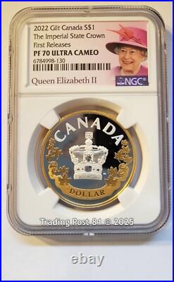 2022 CANADA The Imperial State Crown GILT Silver Coin FR NGC PF 70 UC
