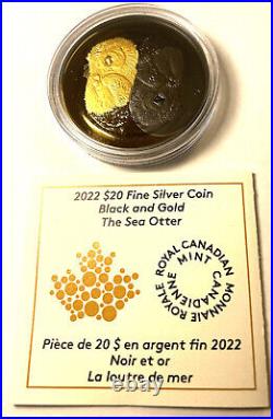 2022 Canada 1 oz. Pure Silver Coin Gold and Black rhodium plated The Sea Otter