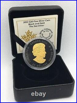 2022 Canada $20 Fine Silver Coin Black and Gold The Sea Otter