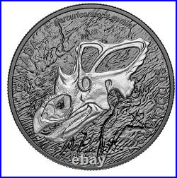 2022 Canada $20 Mercuriceratops Dinosaur Rhodium plated pure silver coin