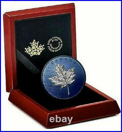 2022 Canada $50 BLUE RHODIUM MAPLE LEAVES IN MOTION 5 Oz Silver Coin