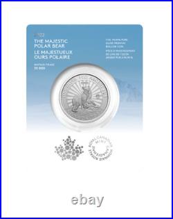 2022 Canada $5 The Majestic Polar Bear 1 oz Pure Silver Coin