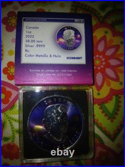 2022 Canada Elizabeth II VaporWave, 1oz. 9999 Silver, Metallic/Holo, 072/100