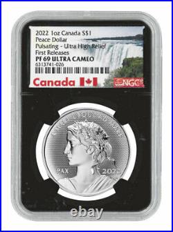 2022 Canada Peace Dollar Pulsating UHR 1 oz Silver NGC PF69 UC FR BC Excl Label