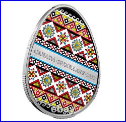 2022 Canada Traditional Ukrainian Pysanka $20 99.99% Pure Silver Coin Coa#572