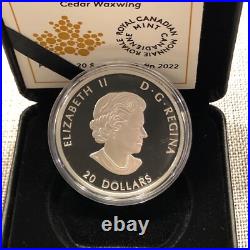 2022 Colourful Birds Cedar Waxwing 1 oz. Pure Silver Coin
