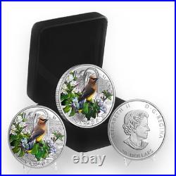 2022 Colourful Birds Cedar Waxwing 1oz. 9999 Silver $20 Mintage 7500