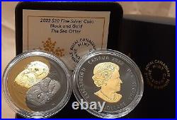 2022 Gold and Black Sea Otter $20 1OZ Pure Silver Proof Coin Canada
