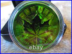 2022 MAPLE CANNABIS CYBER GREEN Colorized 1 oz Silver Coin $5 Canada