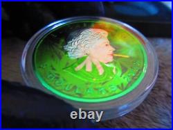 2022 MAPLE CANNABIS CYBER GREEN Colorized 1 oz Silver Coin $5 Canada