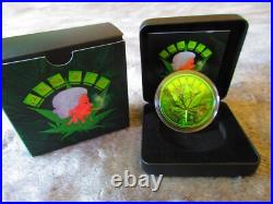 2022 MAPLE CANNABIS CYBER GREEN Colorized 1 oz Silver Coin $5 Canada