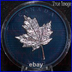 2022 Maple Leaf in Motion 5 OZ $50 Proof Pure Silver Blue Rhodium Plated Coin