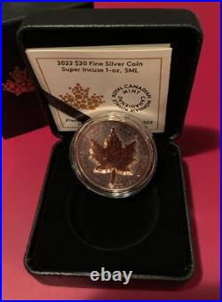 2022 Super Incuse Maple Leaf 1oz. 9999 Silver Coin Canada UNC