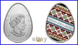 2022 Traditional Ukrainian Pysanka Proof 1oz Pure Silver Egg-Shaped coin Canada
