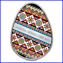 2022 Traditional Ukrainian Pysanka Proof 1oz Pure Silver Egg-Shaped coin Canada