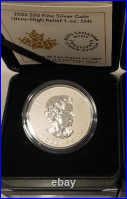 2022 Ultra-High Relief Maple Leaf Pure 1oz. 9999 Silver Coin Canada