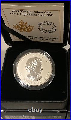 2022 Ultra-High Relief Maple Leaf Pure 1oz. 9999 Silver Coin Canada