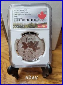 2022 W 1c Canada 1 Oz Silver Ngc Sp70 Farewell To The Penny Maple Leaf Cent Fr
