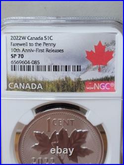2022 W 1c Canada 1 Oz Silver Ngc Sp70 Farewell To The Penny Maple Leaf Cent Fr