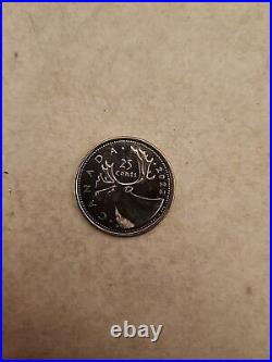 2022 can? Rare Canada 25 cents coin, 99.99% SILVER PROOF CARIBOU, Mint
