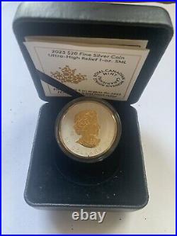 2023 $20 Fine Silver Coin ULTRA-HIGH RELIEF 1-OZ. SML 99.99 Pure. Gold Plated