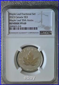 2023 35th Anniversary Silver Maple Leaf 5-Coin Fractional Set Canada NGC PR69