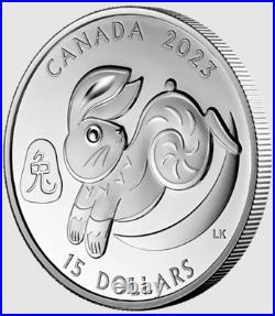 2023 CANADA $15 LUNAR YEAR OF THE RABBIT. 9999 Pure Silver 1oz Proof Coin