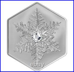 2023 CANADA $20 SNOWFLAKE Hexagon 1oz. 9999 Pure Silver Proof Coin with Crystal