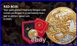 2023? CANADA $50 HEAVENLY DRAGON 5oz 99.99% Pure Silver Gold Plated Coin