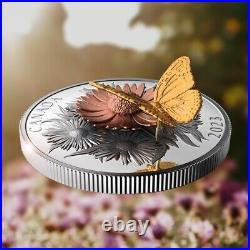 2023 CANADA $50 MONARCH BUTTERFLY and the Bloom 5oz. 9999 Pure Silver Proof Coin