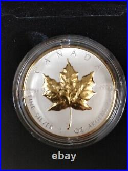 2023 Canada 1 oz. $20 UHR Golden Plated Maple Leaf Fine Silver Coin