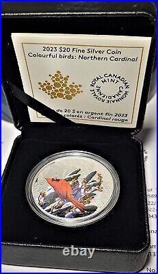 2023 Canada $20 Dollars Silver Coin, Colorful Birds Northern Cardinal