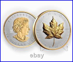 2023 Canada $20 Ultra High Relief Maple Leaf 1oz. 9999 Silver Gold Reverse Proof
